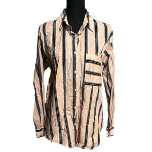 Wild Fable Pastel Pink Striped Button Front Shirt Top Women's M Medium